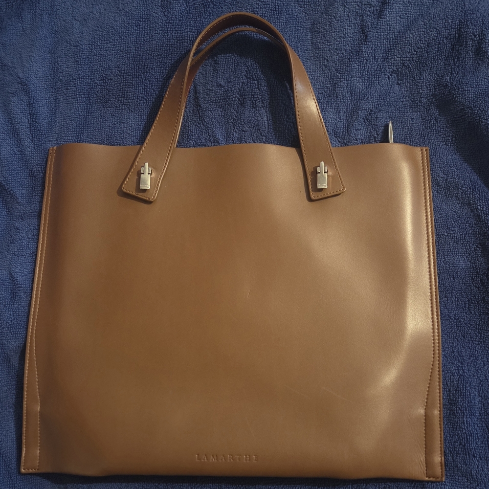Lamarthe Brown Envelope-Style Leather Tote Bag